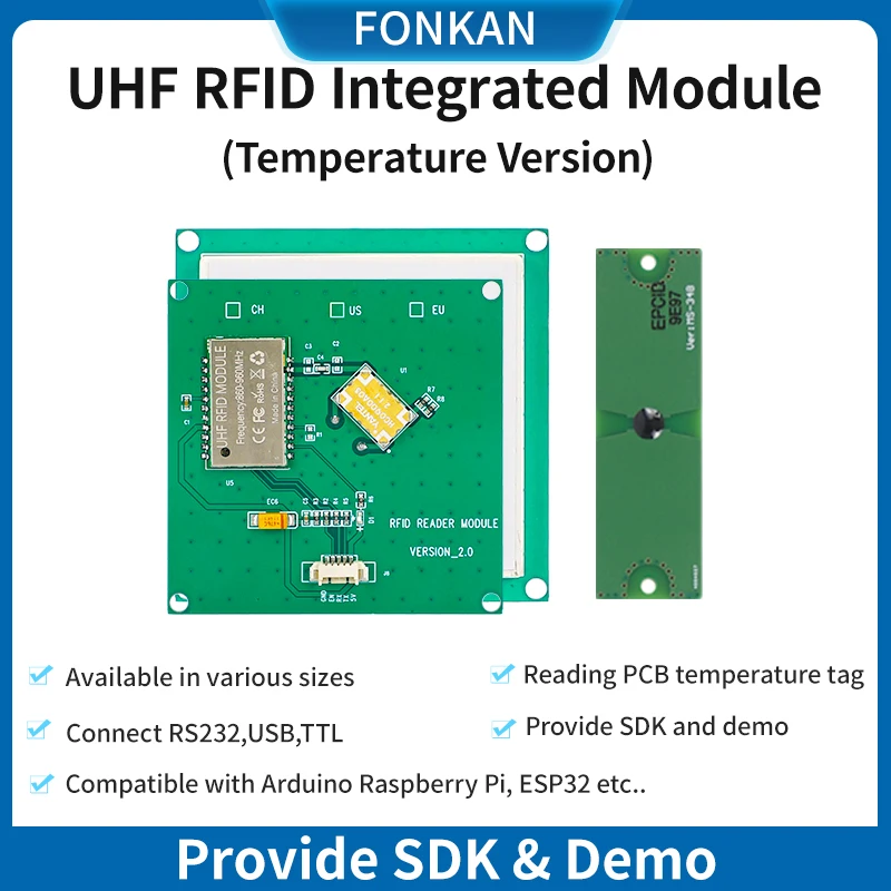 UHF-RFID-Modul, PCB-Temperatur, passiver RFID-Tag-Leser, integriert, kompatibel mit Arduino Raspberry Pi ESP32 RFID-UHF-Modul