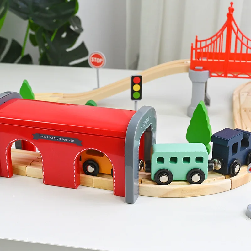 new Wooden Tracks Accessories Plastic Tunnel Cave fit for Brand Wooden Train Tracks Railway Toys for Children Gifts