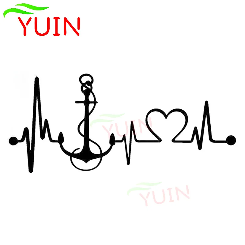 

Anchor Heartbeat Monitor Fashion Car Sticker Personality Creative PVC Waterproof Sunscreen Decal Black/White/Red/Laser/Silver