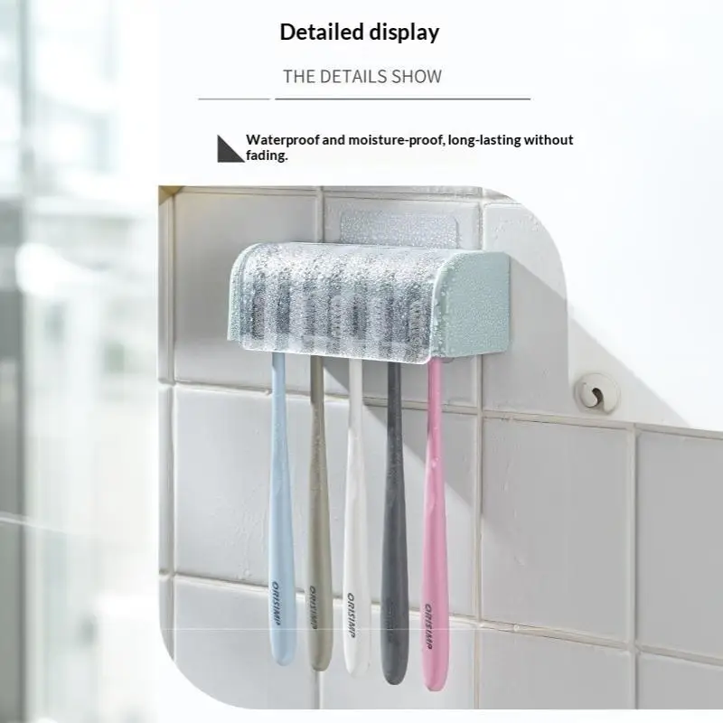 Removable Adhesive Toothbrush Holder No Drill Wall Mounted Waterproof Shelf for Rental Apartment Bathroom
