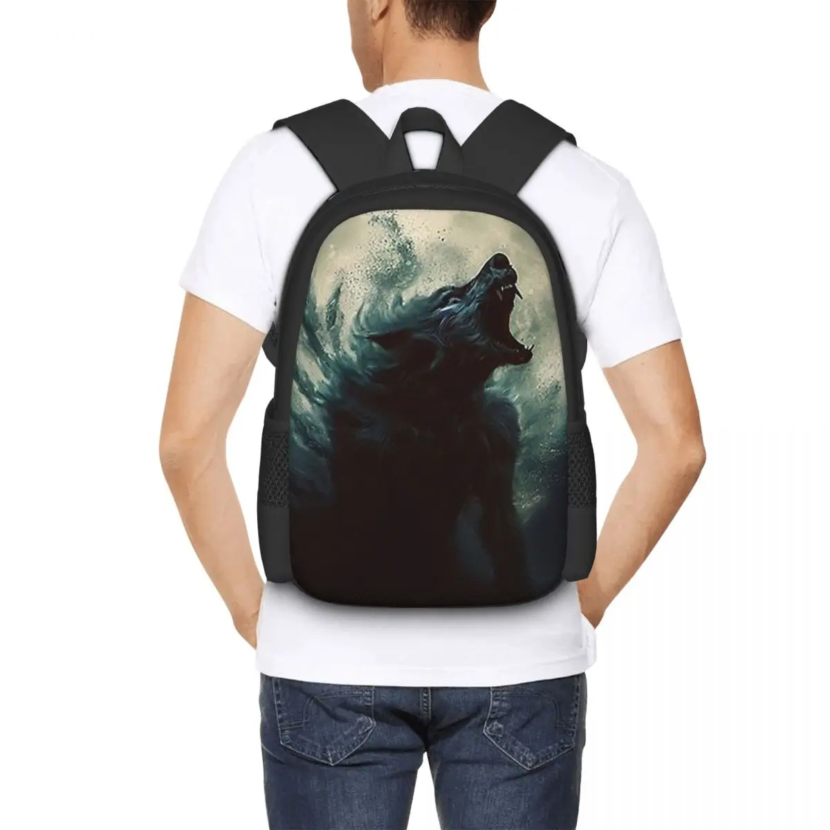Wolfman Werewolf Curse Of The Night Moon 6 Backpack Hot Sale Daypack  Kids BookBag School Bag Shoulder Bags for Men Women