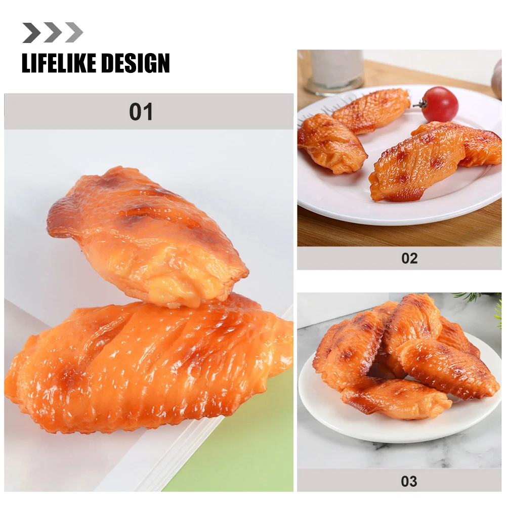 

4pcs Fake Chicken Wing Lifelike Pvc Food For Photography Props Display Supply Store Decor Artificial Chicken Wings