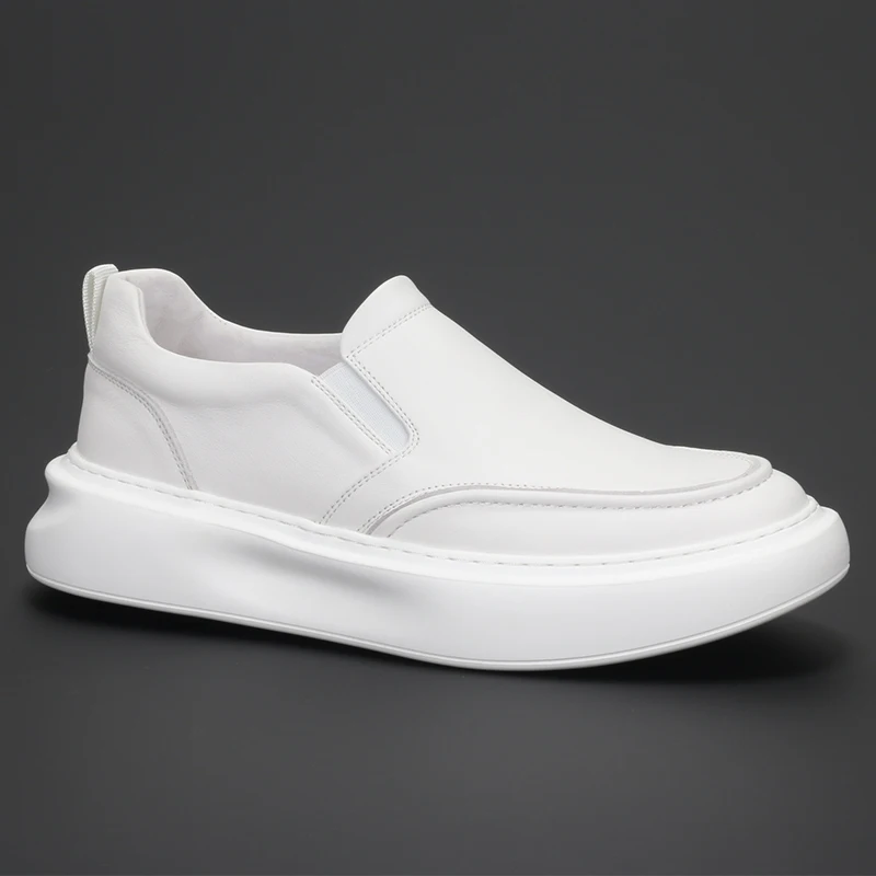 

Leather fashion trend casual low top small white shoes round head 100 match personality one pedal set foot shoes