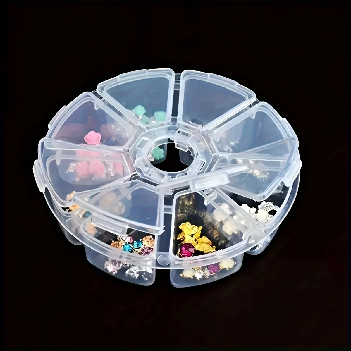 1 صندوق تخزين بلاستيكي شفاف مع 8 حجرات، مناسب للمجوهرات واللوحات ومجوهرات الأرز والأشياء الصغيرة. #4