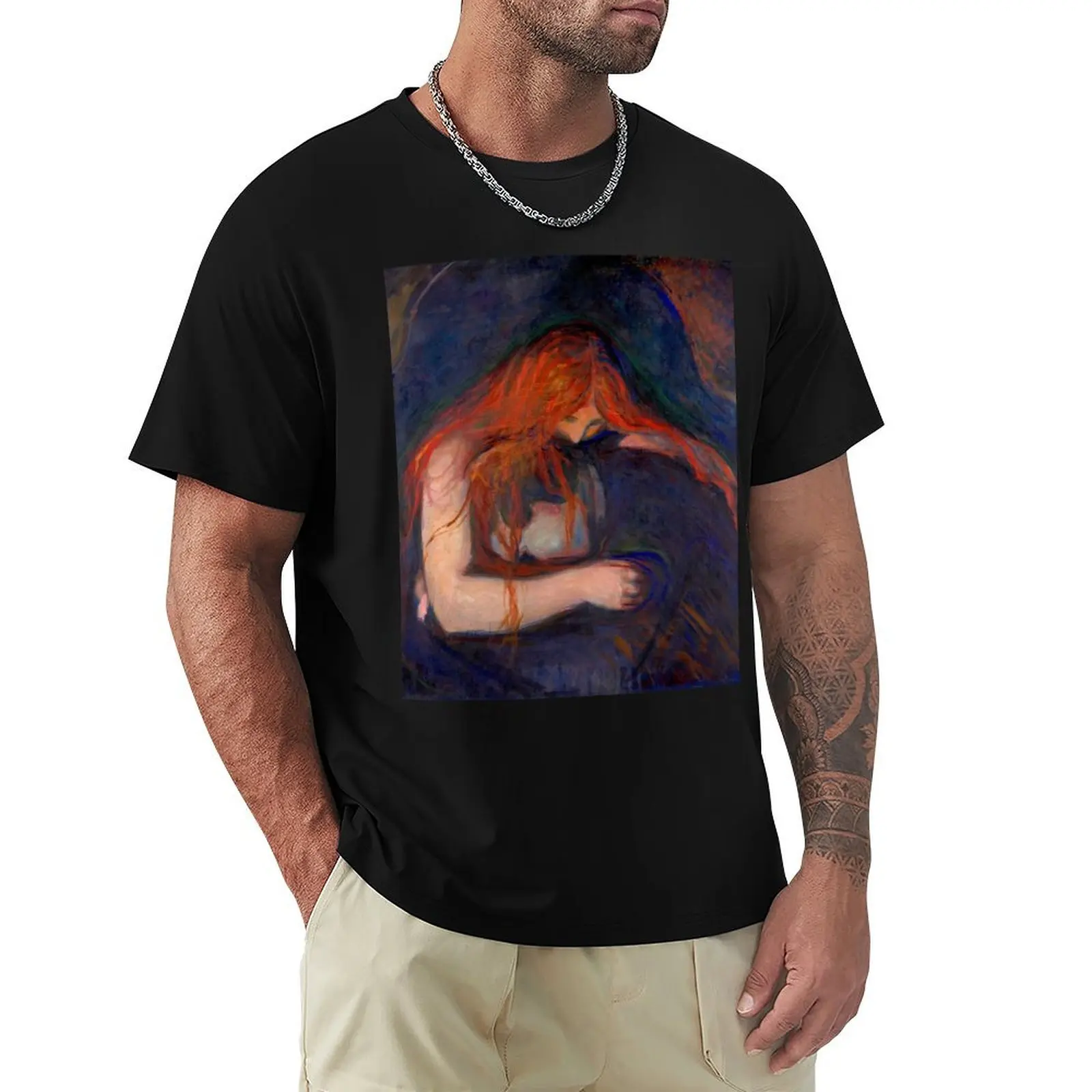 

Edvard Munch - Vampire , (1895) , artwork by Edvard Munch T-Shirt Big Size Loose Fit Tee Shirt