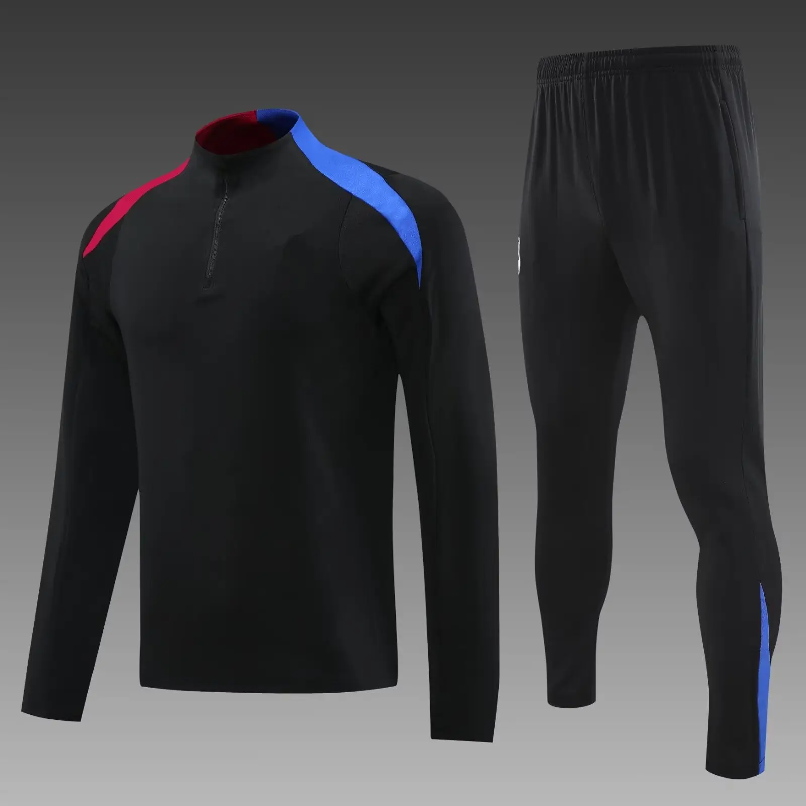 new Men tennis sports set Barcelonaes Fans shirt soccer Half Zipper Jacket Training wear games Jerseys Kit Tops and trousers