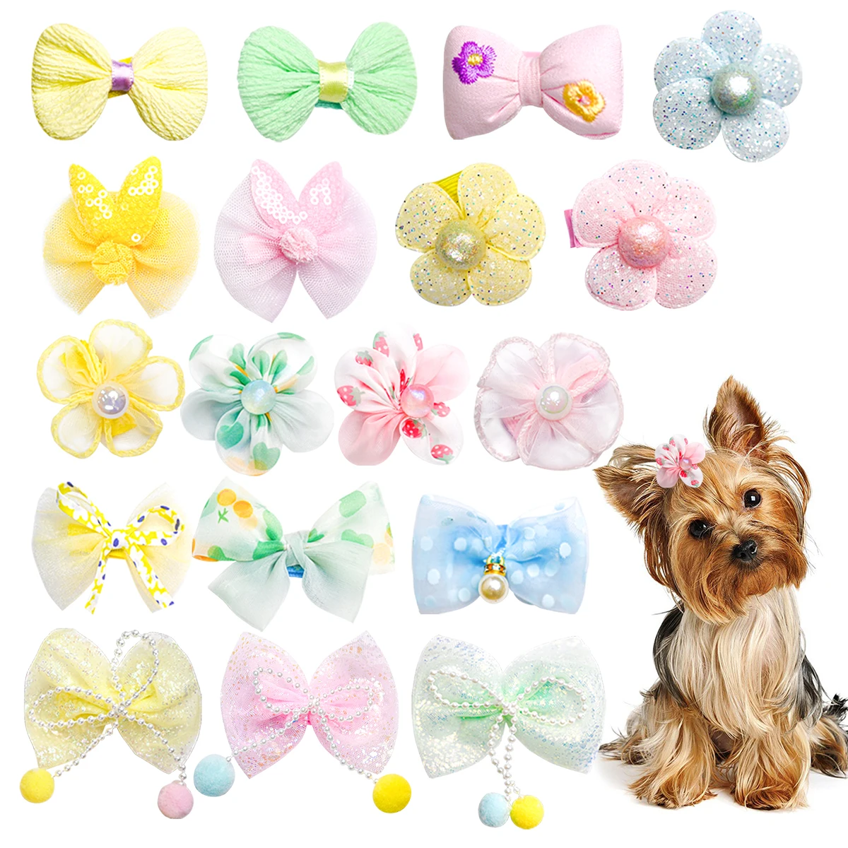 4PC Pet Accessories Dog Hair Clip Cat Supplies Cute Colorful Multiple Bow Clip Random Colors