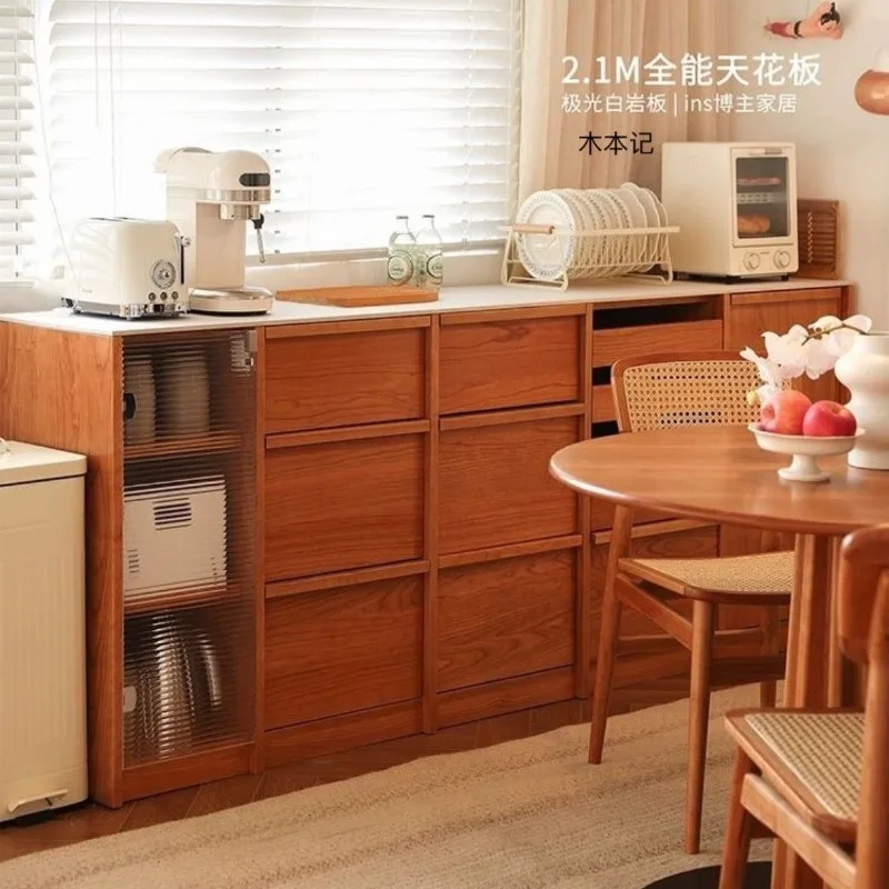 Simple solid wood rock  tea room against the wall, restaurant storage, solid wood coffee cabinet, drawer storage locker