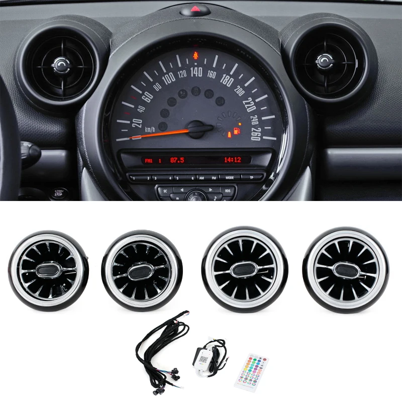 

For BMW MINI COOPER R55 R56 R59 R60 LED Ambient Light Front Dashboard AC Air Condition Vent Outlet Turbo Trim Car Accessories
