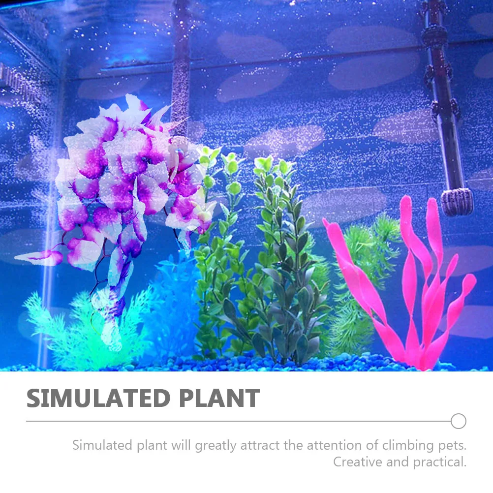 

2Pcs Artificial Plants Bright Color Durable Lifelike Reptile Terrarium Decor Plastic Faux Plant for Climbing Pets Simulated