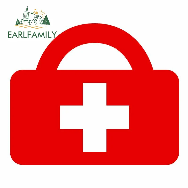EARLFAMILY 13cm x 10.9cm For First Aid Kit Repair Decals Surfboard Car Stickers Refrigerator Waterproof Vinyl Material Decor