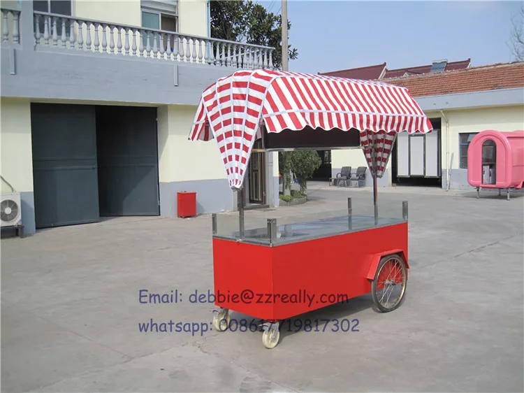 Hochwertiger kleiner Imbisswagen für mobile Zugeständigkeit, Churros, mit Logo und Sonnenschutz