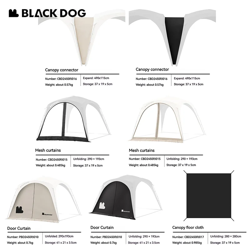 Naturehike BLACKDOG Dome Tent Sun Shelter Outdoor Camping Awning Accessory CBD2450WS010