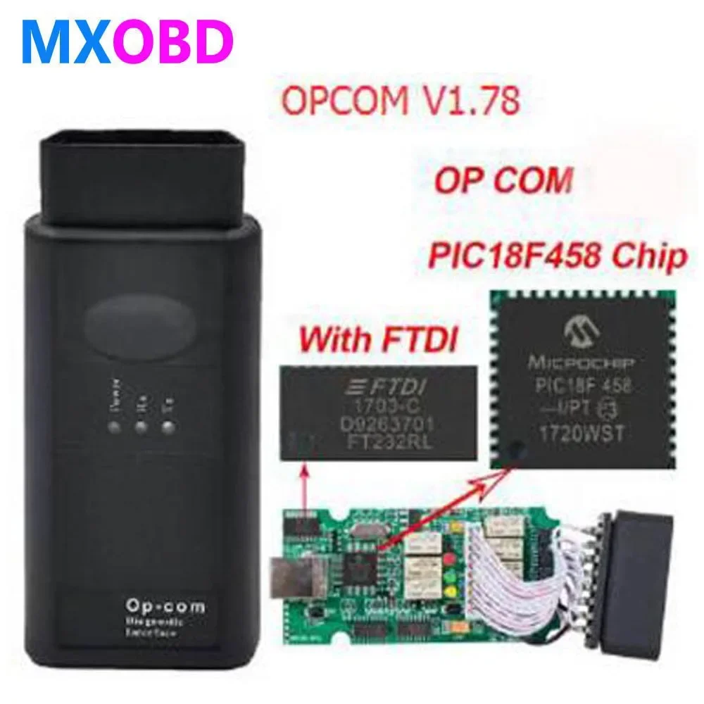 

Op Com 1.70 V1.78 V1.99 with PIC18F458 FTDI Op-com OBD2 16pin USB Interface for Opel Car Auto Diagnostic Tool OPCOM CAN BUS V1.7