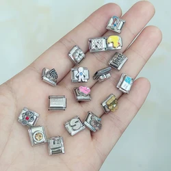 42pcs Italian Bracelet Charms Module Pendant Heart Links Fit 9mm Italian Bracelet Base Stainless Steel DIY Jewelry Making Gift