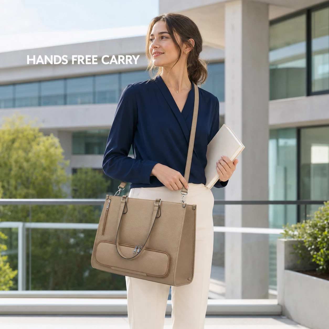 Stylish Laptop Lunch Tote Bag for Women Multi Pocket Work Bag with Separate Food Compartment Wristlet for Teacher Nurse Commute