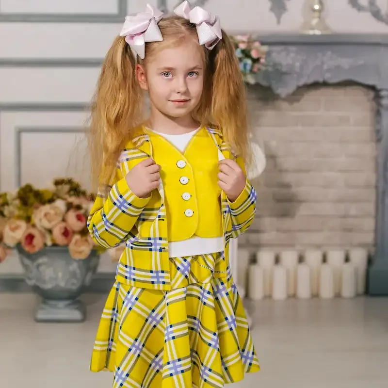 Sky02 الفتيات جاهل شير Horowitz الكلاسيكية زي مدرسي تنورة فستان بتصميم حالم للأطفال يوم العالم حفلة الهالوين Costume88Li #