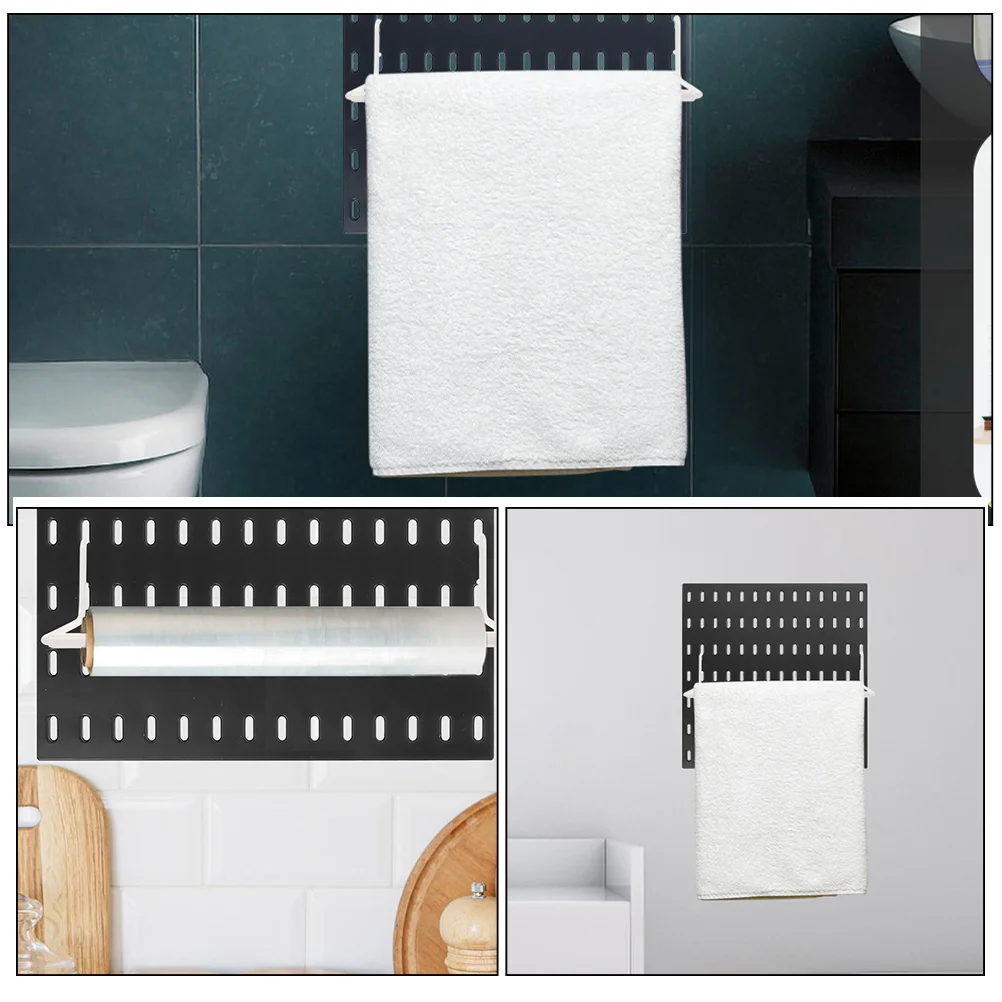 2 pcs Stainless Steel Pegboard Paper Towel Holder Metal Pegboard Towel Holder Extendable Towel Racks