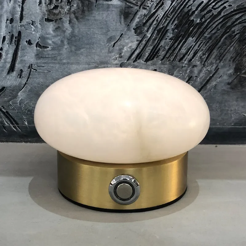 Modern New Chinese Style All Copper Marble Desk Lamp Creative Study Bedroom Decor Induction Touch Dimming Bedside Light
