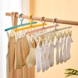 8Pegs Plastic Clothes Drying Hanger Windproof Clothing Rack 8 Clips Sock Laundry Airer Hanger Underwear Socks Holder