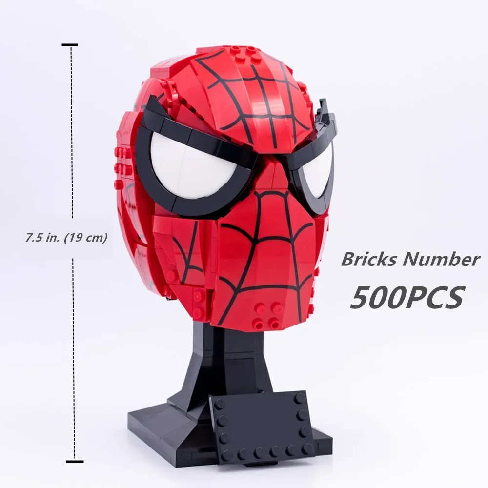 Miniso Marvel Ironman Heads Helmet Heroes Avengers, modelo de decoración del hogar, bloques de construcción, juguetes para niños, regalos