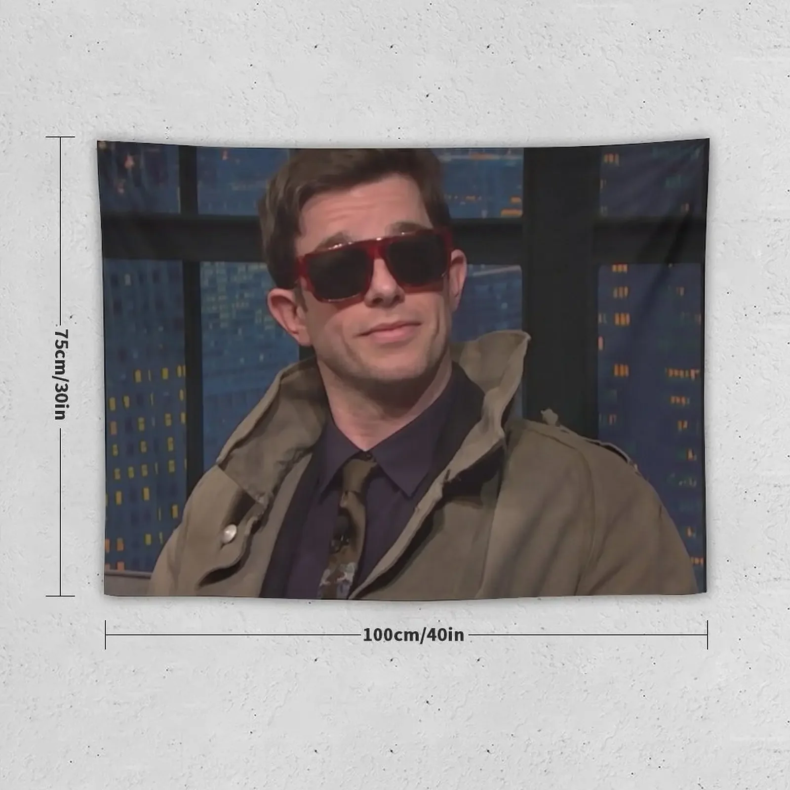 John Mulaney in coat on seth myers Tapestry Korean Room Decor Decoration Bedroom Outdoor Decor Aesthetic Room Decors Tapestry