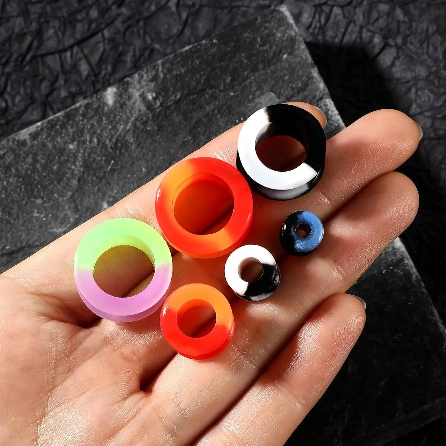 2 Pair Colorful Thick-Ear Gauges Plug-Soft Silicone Ear Flesh Tunnel-Ear Stretcher 2G-5/8