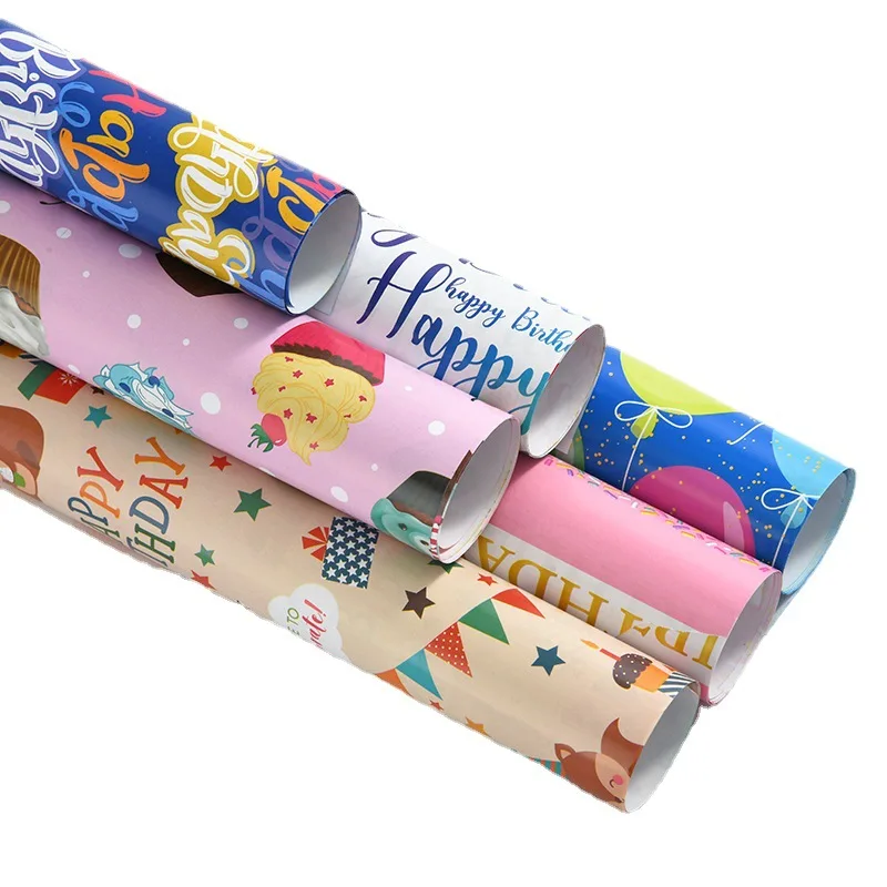 6 Pcs Colorful Balloon Gift Wrap Sheets Wrapping Paper for Boys Girls Kids Men Women Holiday Happy Birthday Party