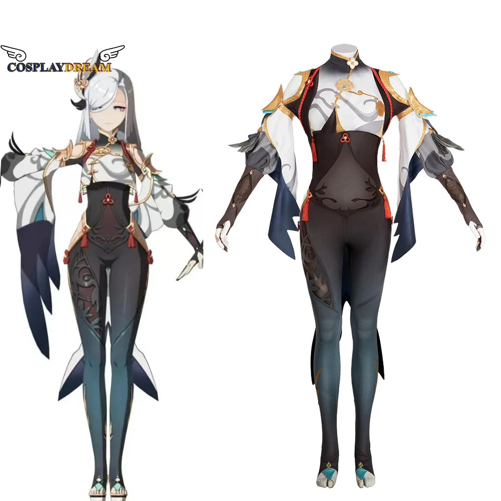 

Game Genshin Impact Shenhe Cosplay Costume Shen He Cosplay Sexy Women Jumpsuit Halloween Top Sleeve Full Set