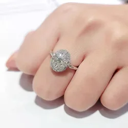 Classical Luxury 925 Sterling Silver Pave Princess-cut Simulated Diamond Wedding Rings for Women Adjustable Jewelry Girl Gift