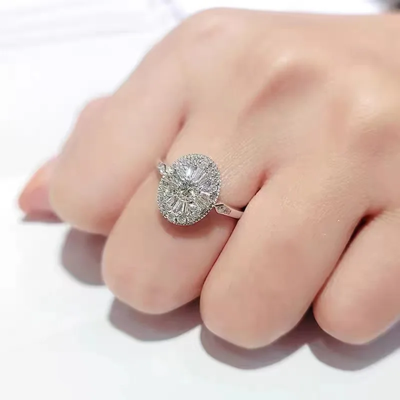 Klasyczna luksusowa 925 Sterling Silver utorować księżniczkę symulowane obrączki z diamentami dla kobiet regulowana biżuteria dziewczyna prezent