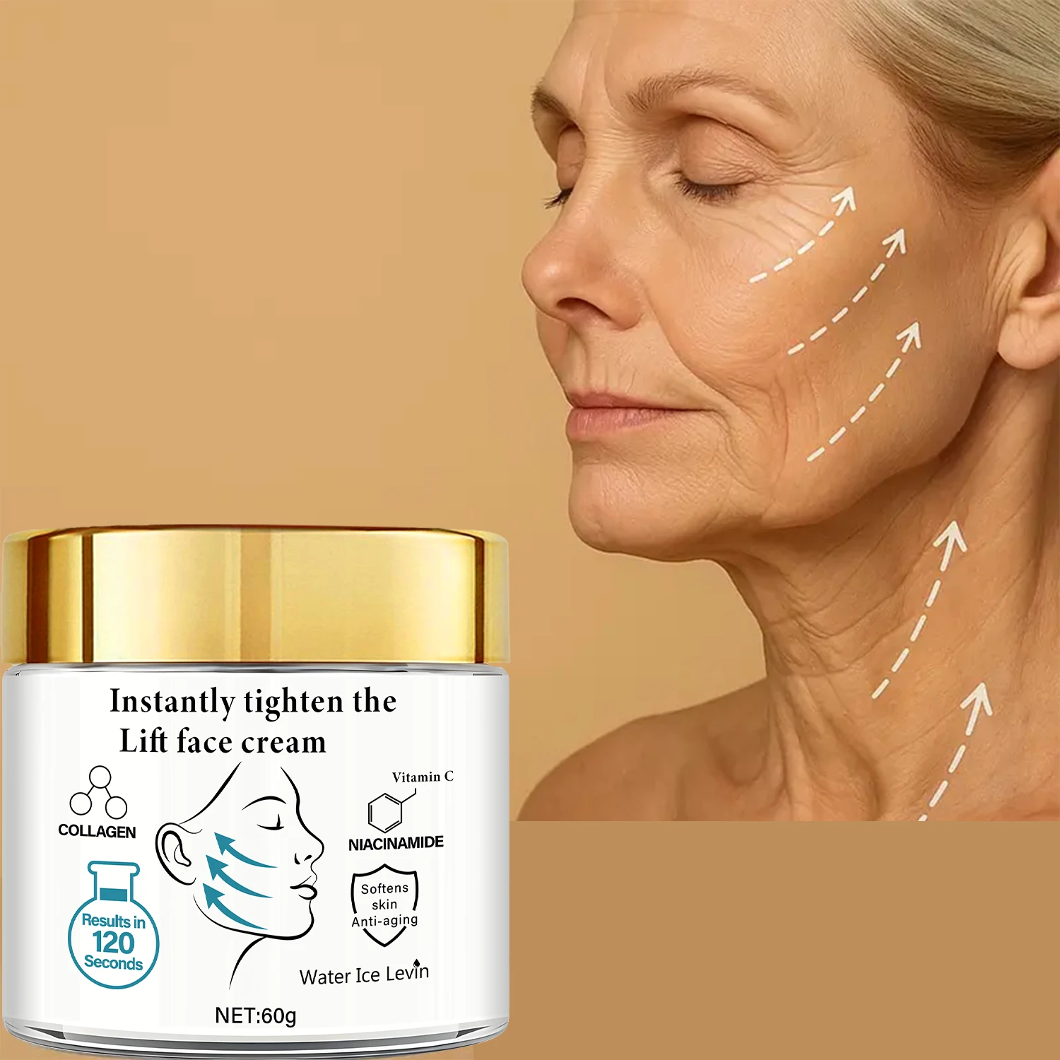 Instant Lift Face Cream with Vitamin C & Niacinamide - 120 Second Firming, Brightening Hydration, Winter Glow Boost
