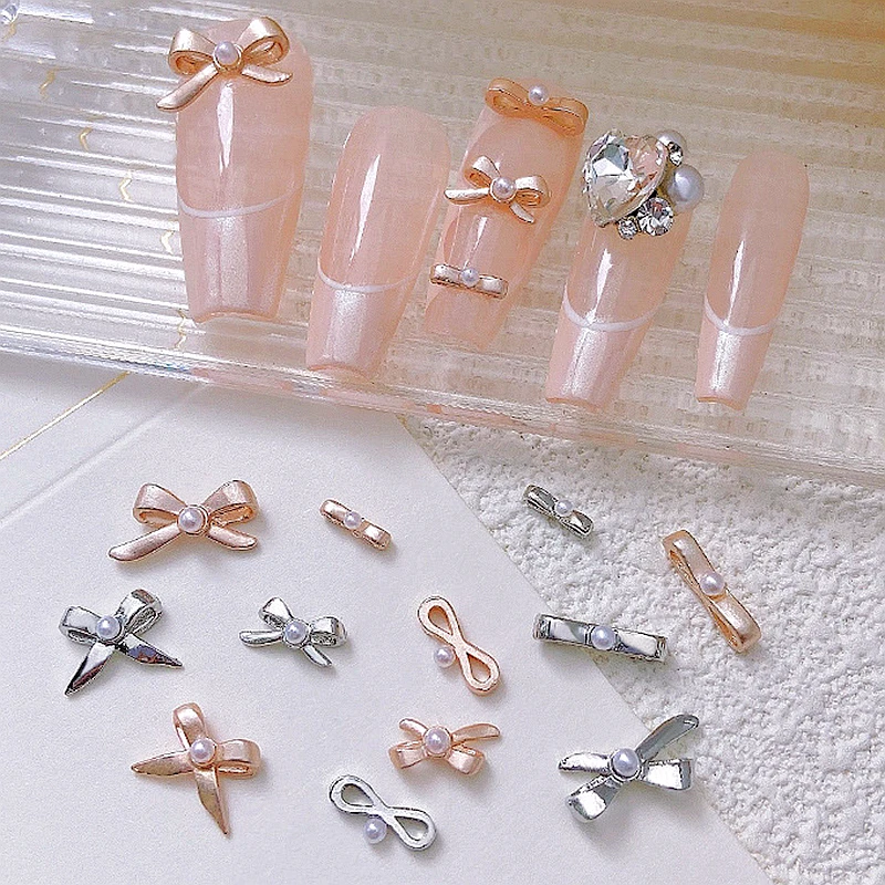 

10PCS 3D Pearlized Bow Nail Art Charms Pearls Ballet Bowknot Accessories Parts For Manicure Decor Nail Decoration Supplies Tool