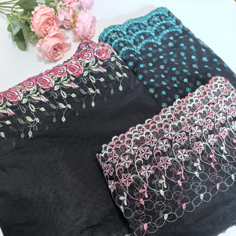 

3Yards Black Mesh Embroidery Lace Fabric, Handmade DIY Garment, Needlework Sewing, Clothing Accessories,