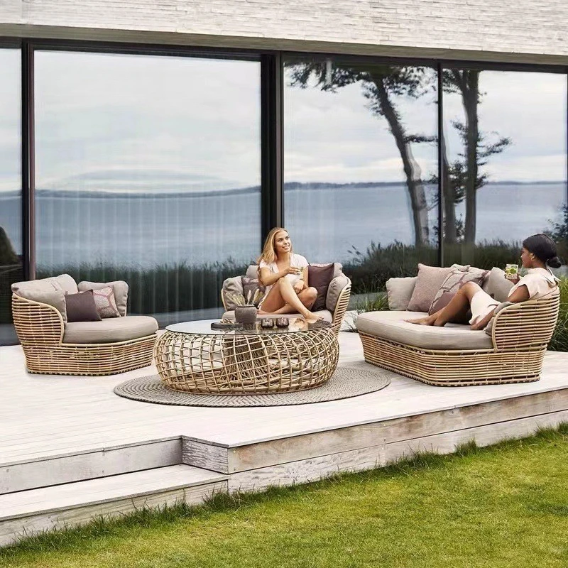 

Outdoor Rattan Sofa Hotel Bed and Breakfast Terrace Villa Garden Rattan Chair South East Asia Simple Rattan Sofa Waterproof