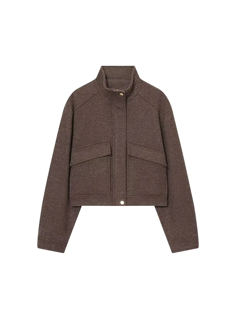 

HH Women's Soft Stand Collar Jacket Spring and Autumn New Simple Casual Slim Short Zipper Top Versatile Commuting Fashion Jacket