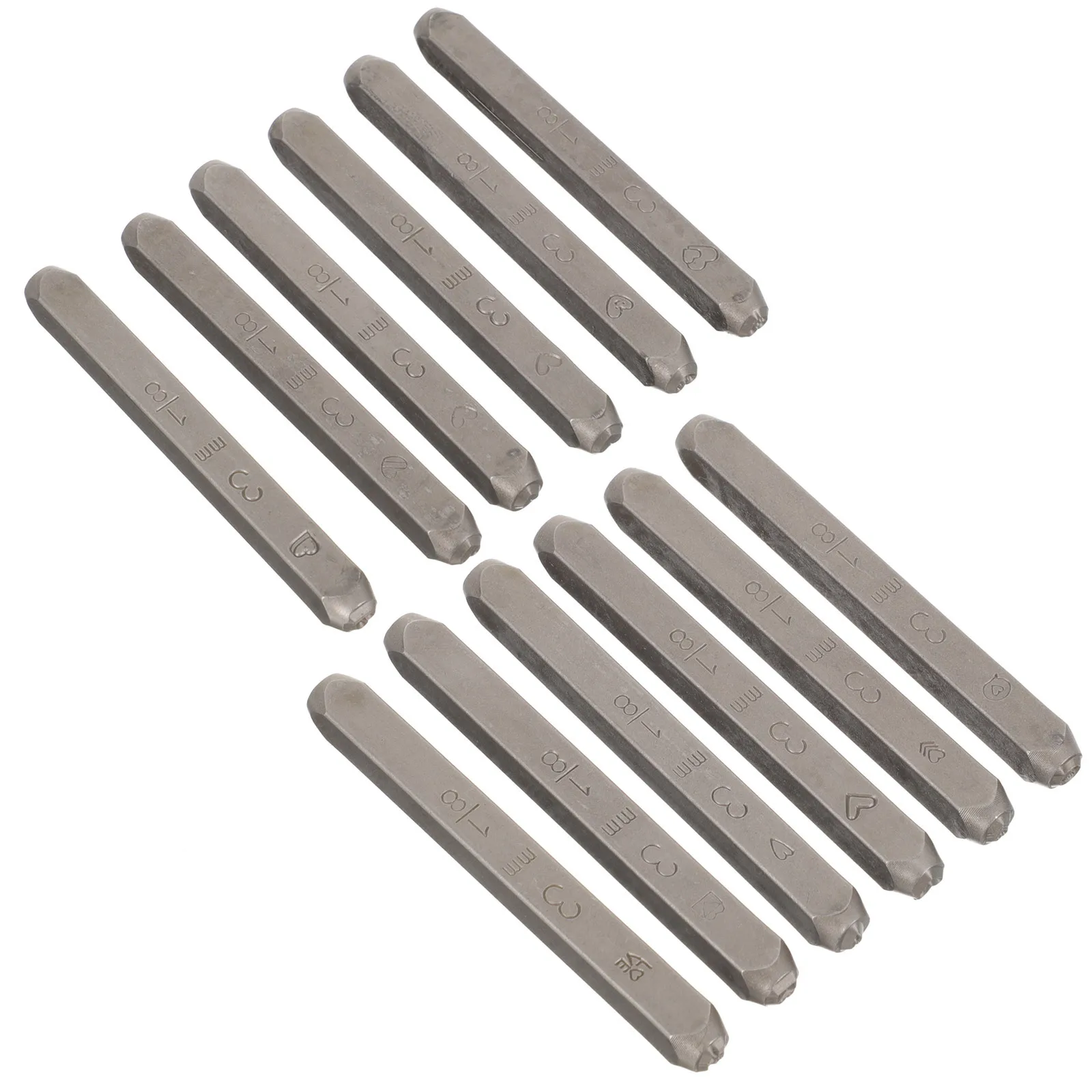 12pçs conjunto de selos de aço em forma de coração, ferramentas artesanais, acabamento fino, armazenamento portátil, fácil de transportar, perfurador de metal