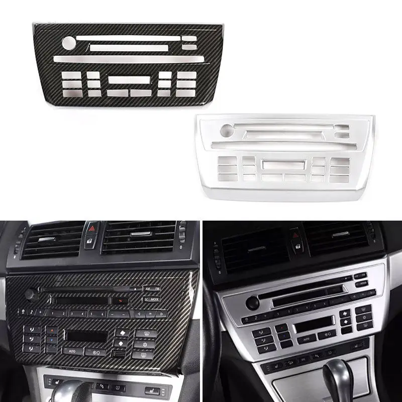 

For BMW X3 E83 2006 2007 2008 2009 2010 LHD ABS Carbon Texture / Silver Car Center Console CD Panel Frame Cover Trim Accessories