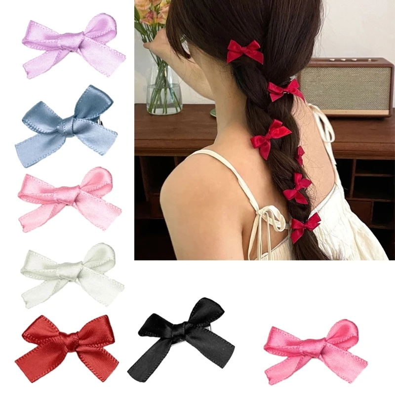 20Pcs Ribbon Bow Hair Slides Y2k Style Bangs Hairclip Vintage Bowknot Hair Accessory Versatile Hairpin Jewelry for Women