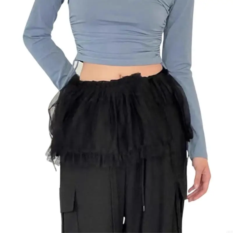 

Lace Overlay Skirt Ruffle Mesh Tulle Mini Wrap Skirts for Casual and Party Wear