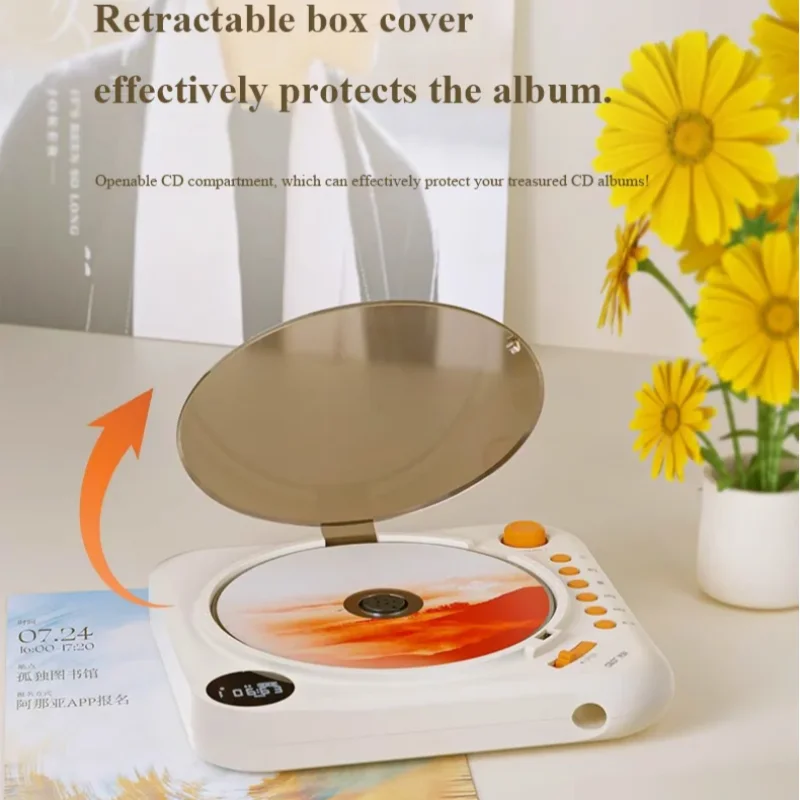 HIFI Music CD Player Portable CD Player Bidirectional Bluetooth 5.0 Music Player Built in Battery Rechargeable AUX USB Output