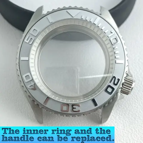 42mm 볼록 사파이어 글라스 스테인리스 스틸 실버 케이스 NH34 NH35 NH36 무브먼트 호환 방수 케이스 22mm 스트랩 28.5mm 다이얼