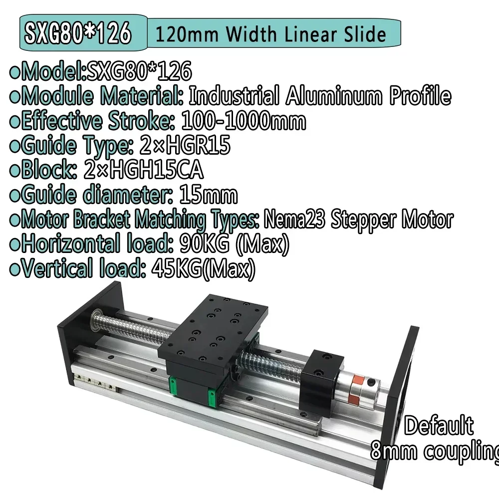 150mm brede, zware uitvoering kogelomloopspindel schuiftafel, dubbele rail lineaire geleidingstafel, mobiele tafel, CNC X Y Z-as gemotoriseerde lineaire stage