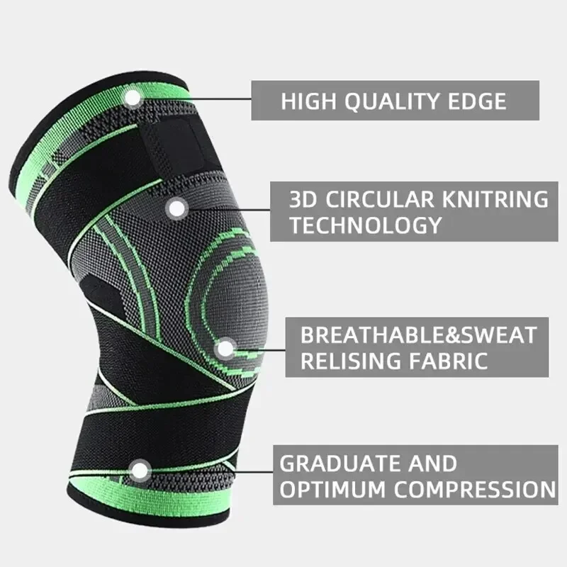 Knee Compression Sleeve Adjustable Straps Support for Running Workout Sports All Day Wear Men Women Joint Pain Relief