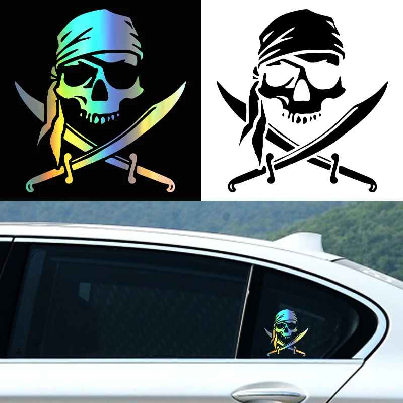 G172 fashion personalized customized Pirate Skull decal for motorcycles, SUVs waterproof cover scratch vinyl sticker, 15cm*16cm view 2