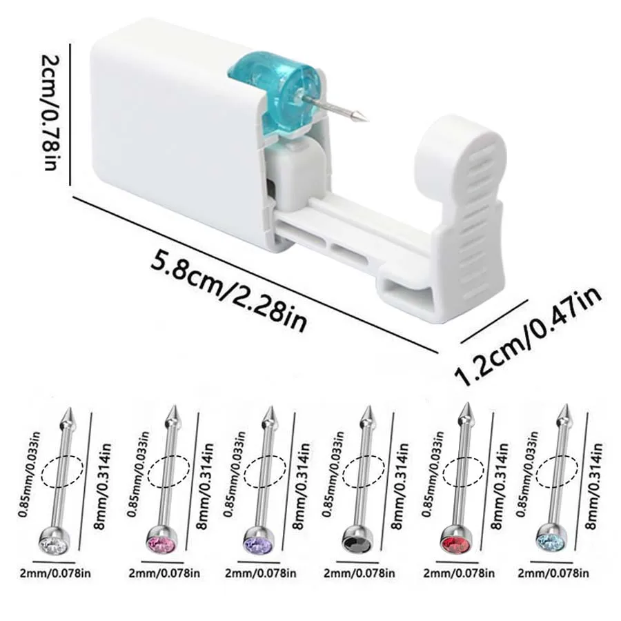 طقم ثقب الأنف المضاد للحساسية مكون من 4 قطع - مسدس ثقب الأنف القابل للتصرف مع ترصيع الأنف المدمج