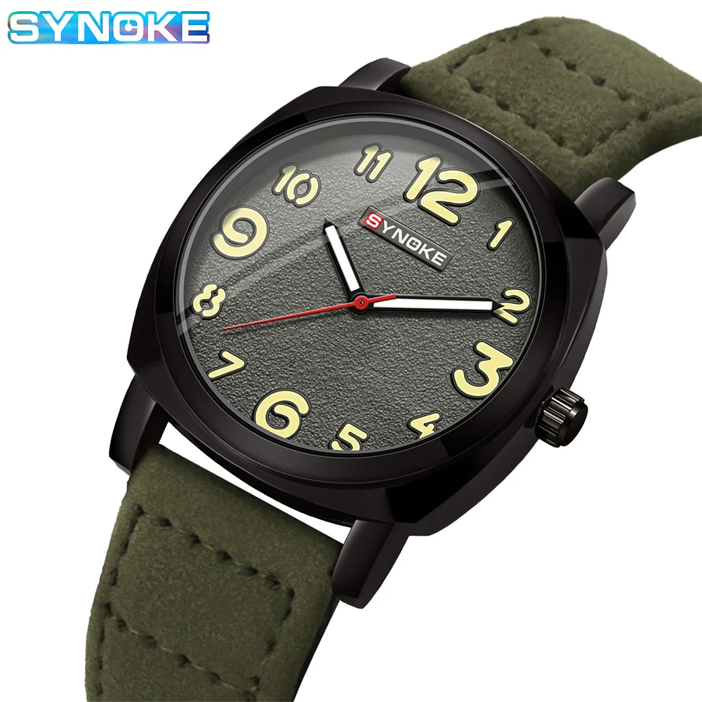 Men's Quartz Watch - Waterproof, PU Leather Strap for Everyday Elegance SYNOKE Brand Watch