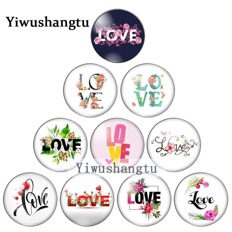 Beautiful flower language love pattern sweet love 12mm/20mm/25mm/30mm Round photo glass cabochon demo flat back Making findings