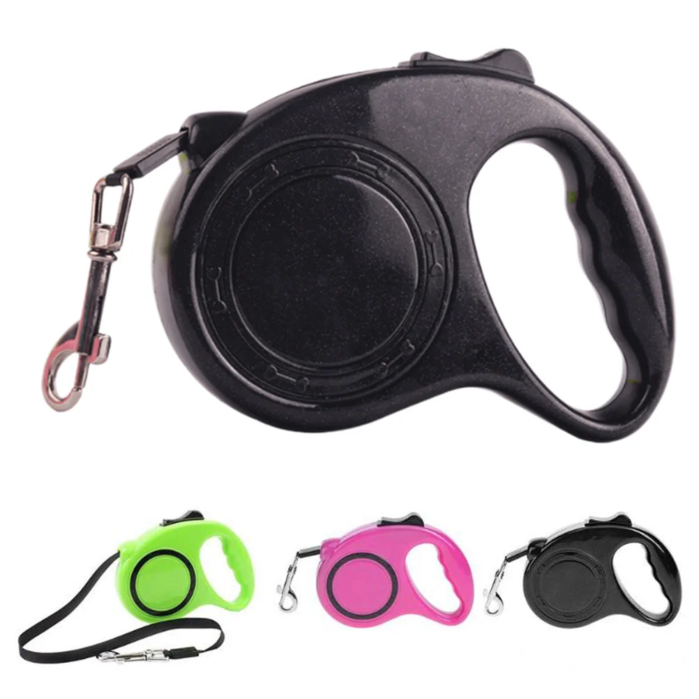 

5M Automatic Retractable Dog Leash Black Heavy-Duty Telescopic Traction Rope Comfortable Handle One- Pet Training Lead
