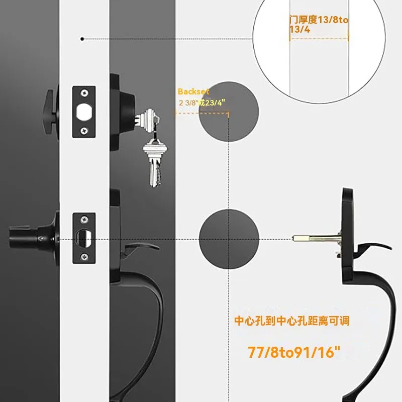 

European Double Door Entry Lock ANSI Zinc Alloy Exterior Handle, Heavy Duty Pull for Main Gates/Villa Doors